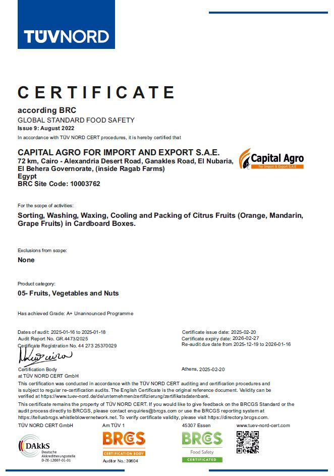 BRCGS certificate