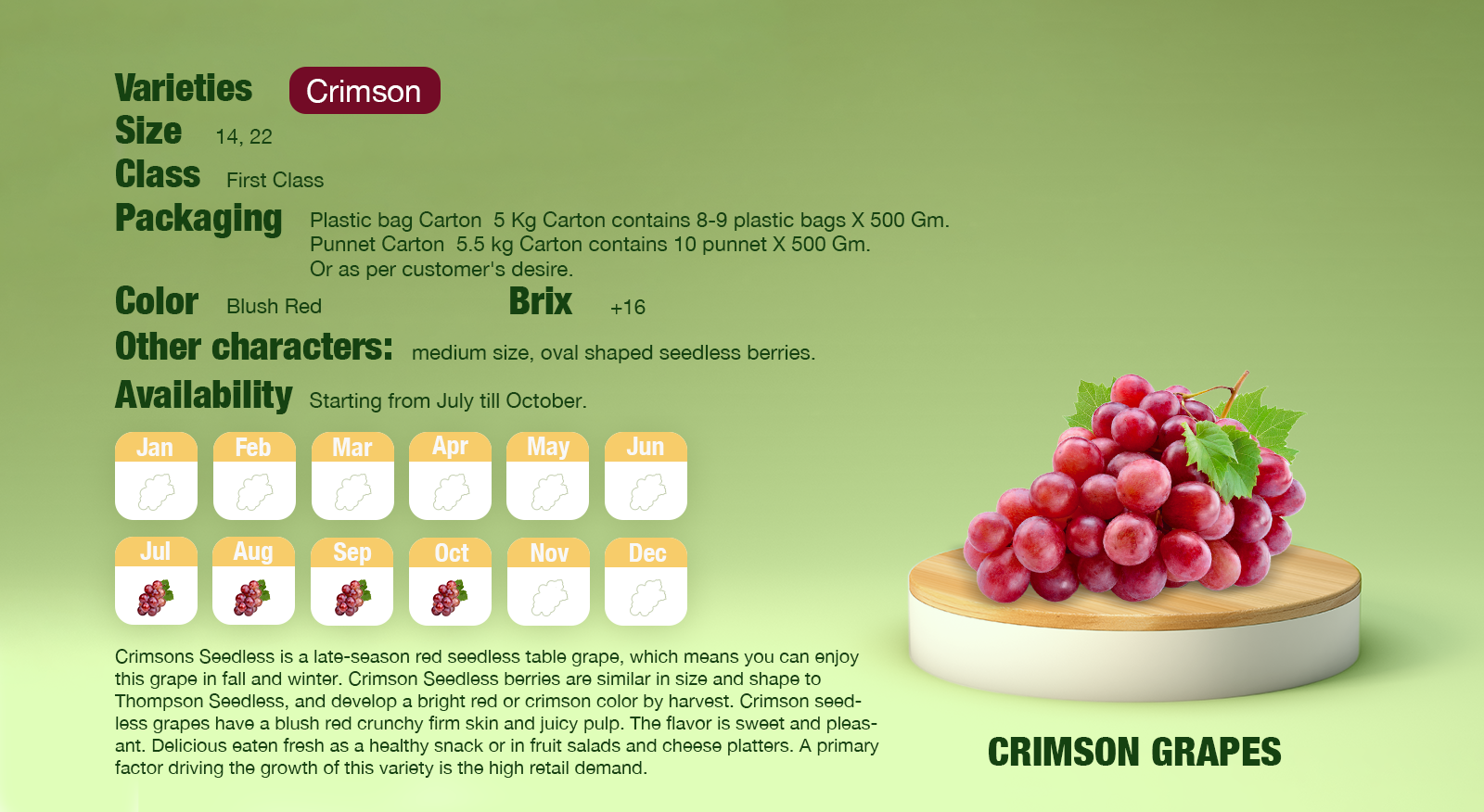 Crimson Grapes Calendar