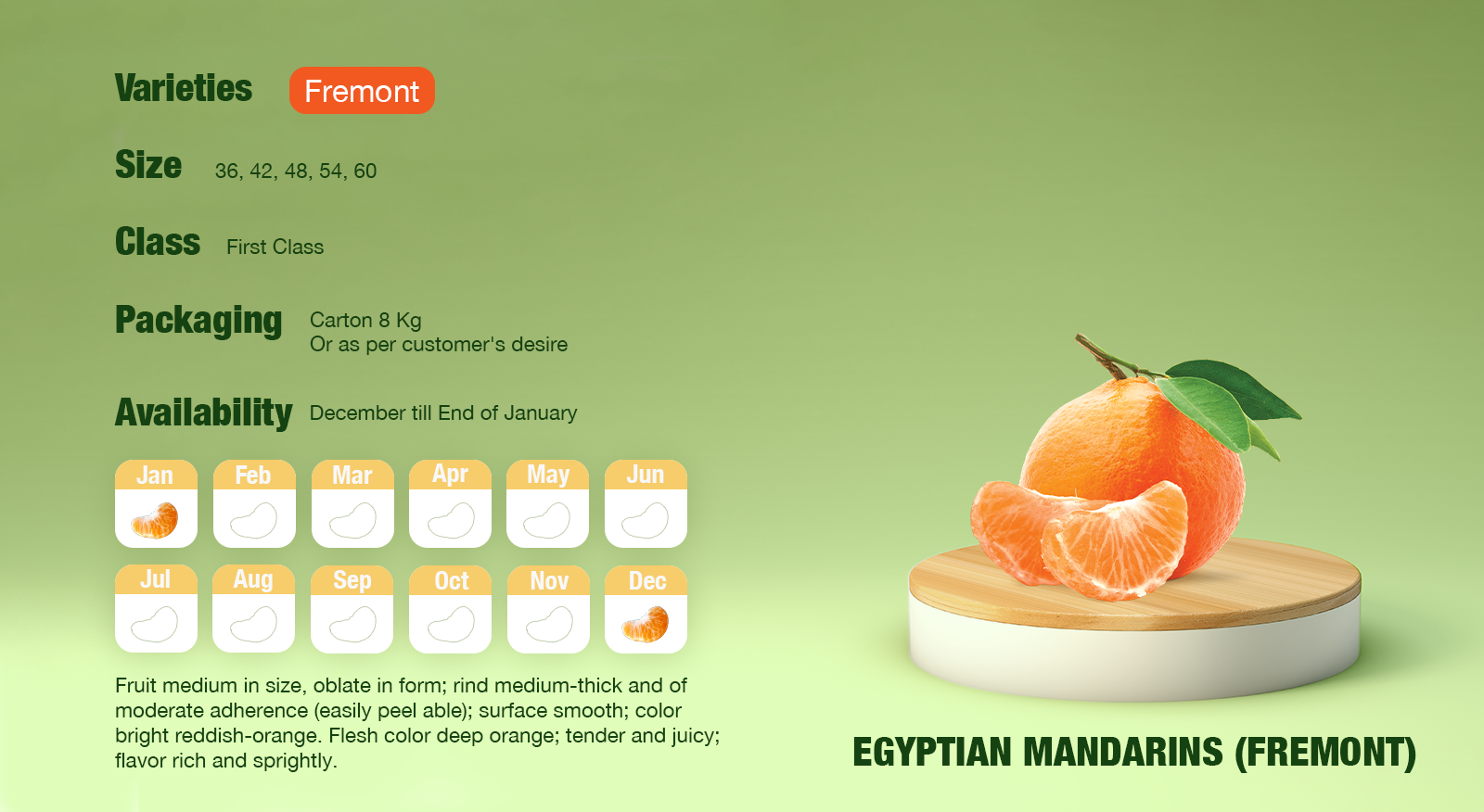 Egyptian Mandarins "Fremont" Calendar