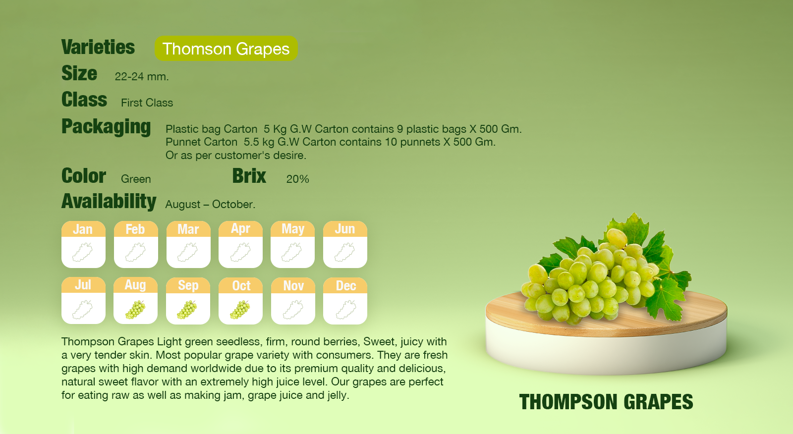 Thomson Grapes Calendar