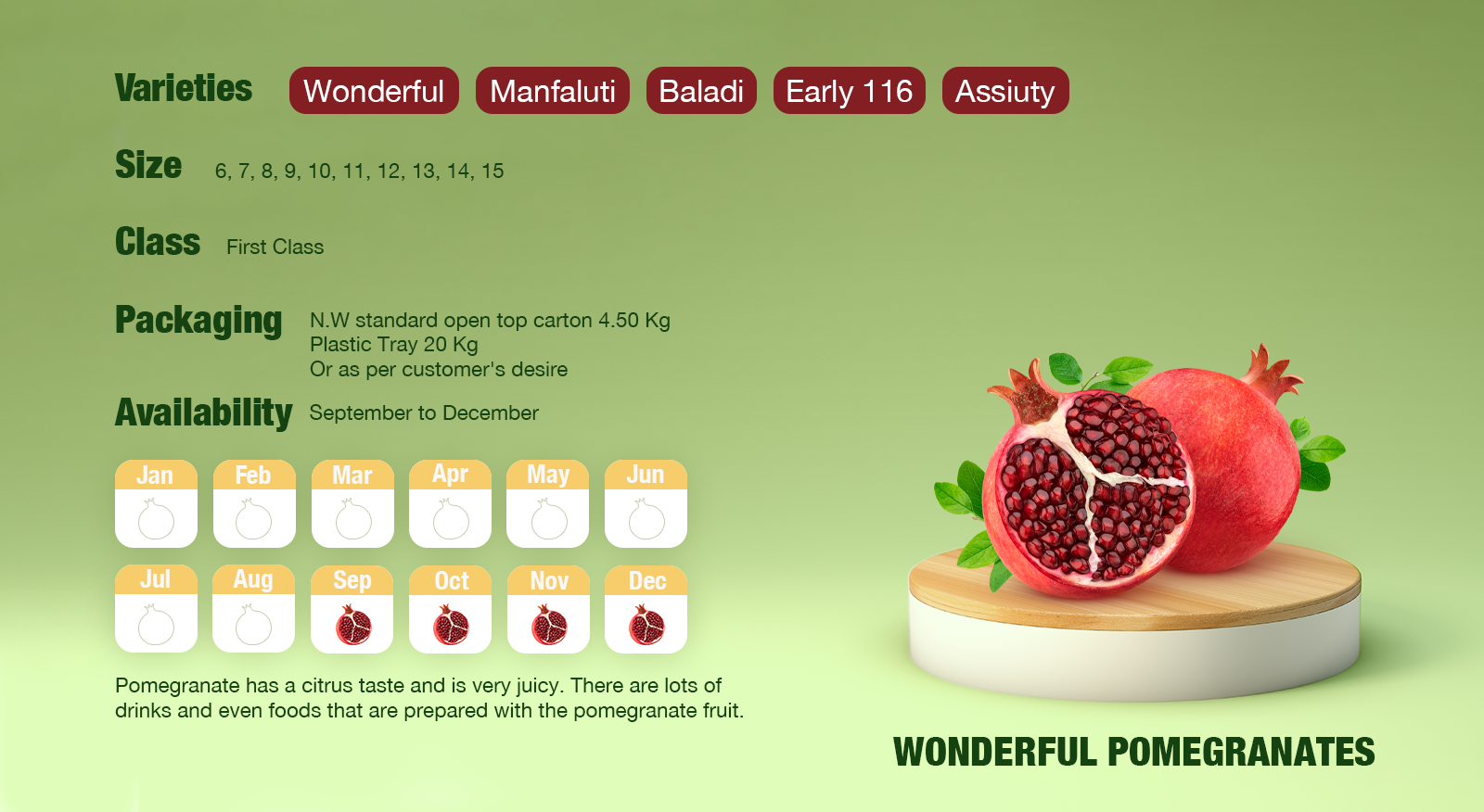 Wonderful Pomegranates Calendar